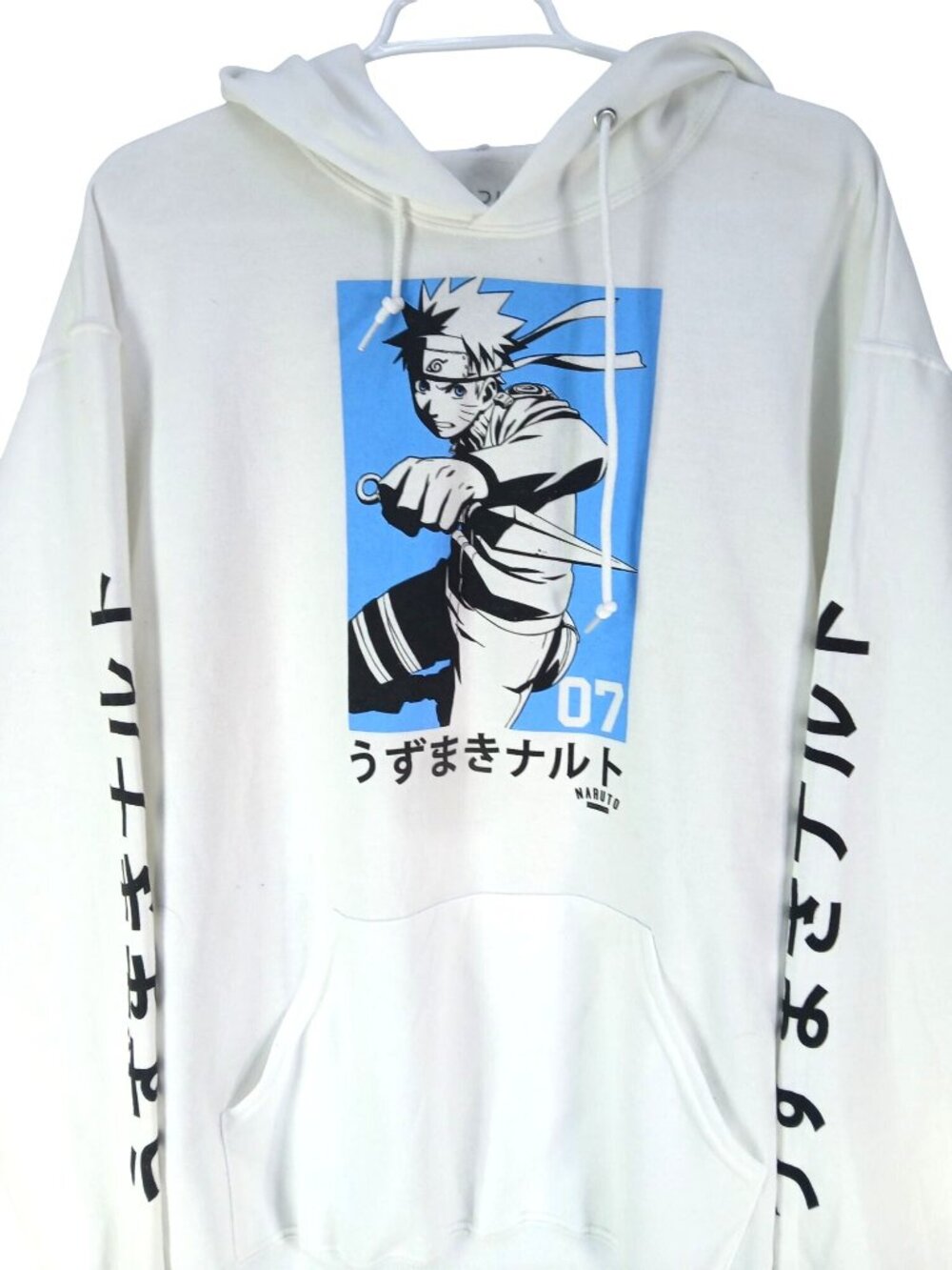 Naruto Shippuden White Hoodie Blue Graphic Size L Naruto Uzumaki Anime Streetwea - Picture 2 of 10